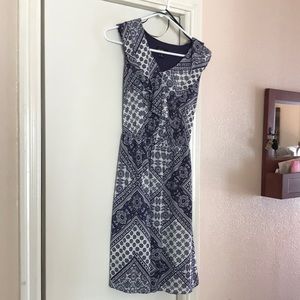 Blue and white sleeveless dress